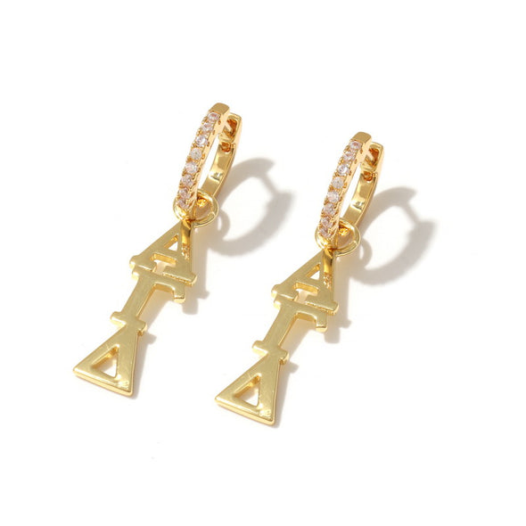 E208 Sorority Greek Letter Earrings Huggie Hoops