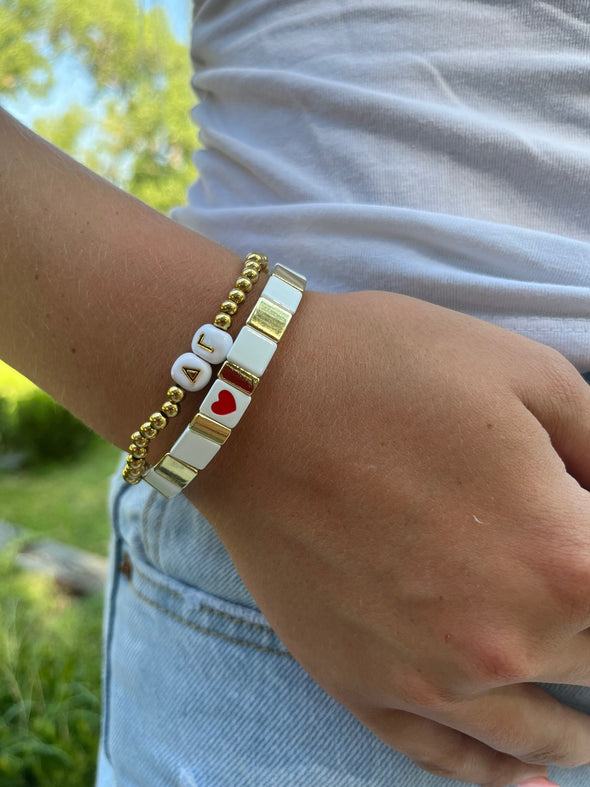 B202 DG-'I Love' Delta Gamma Bracelet Stack
