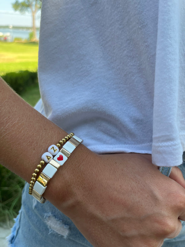 B202 DZ-'I Love' Delta Zeta Bracelet Stack