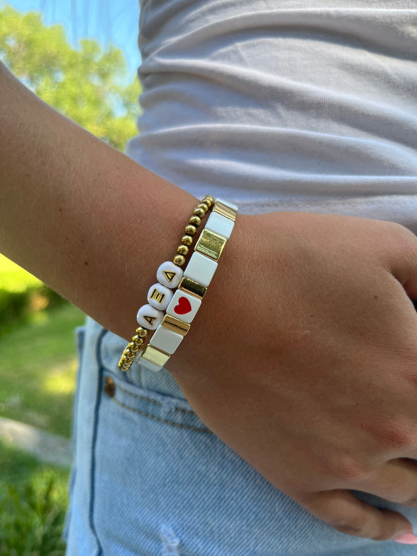 B202 AXD-'I Love' Alpha Xi Delta Bracelet Stack