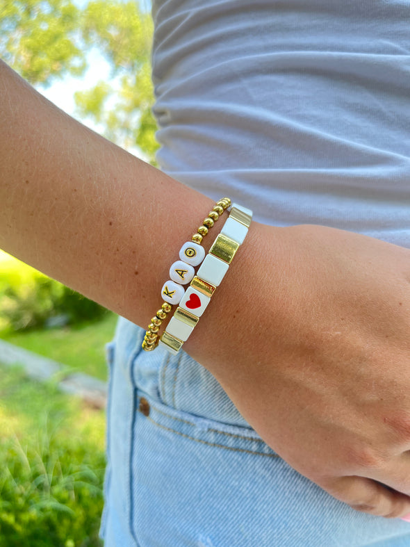B202 KAT-'I Love' Kappa Alpha Theta Bracelet Stack