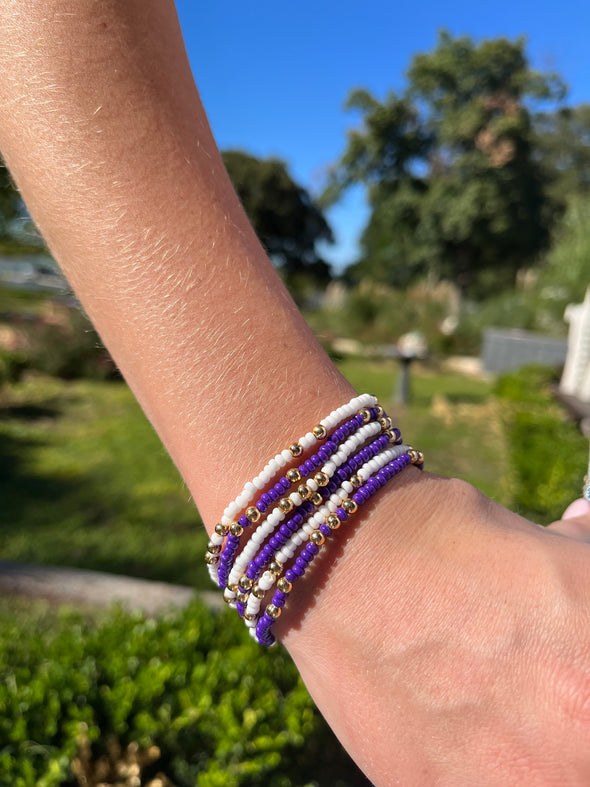 B201 DPE-Delta Phi Epsilon Colors Stack: Set of 6 Beaded Stretch Bracelets