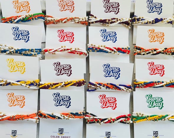 B201- Game Day Team Colors: Set of 6 Stretch Bracelets