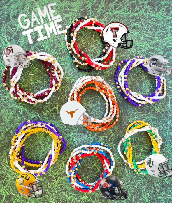 B201- Game Day Team Colors: Set of 6 Stretch Bracelets