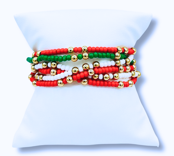 B201 ASA-Alpha Sigma Alpha Colors Stack: Set of 6 Beaded Stretch Bracelets