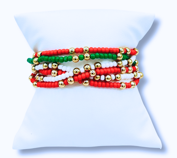 Alpha Sigma Alpha Colors Stack: Set of 6 Beaded Stretch Bracelets