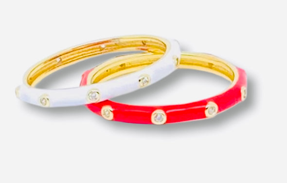 R201-Sorority Colors: 2 Enamel Stack Ring Set