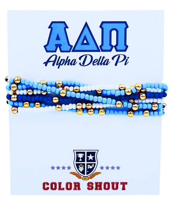 B201-Sorority Colors Stack: Set of 6 Beaded Stretch Bracelets