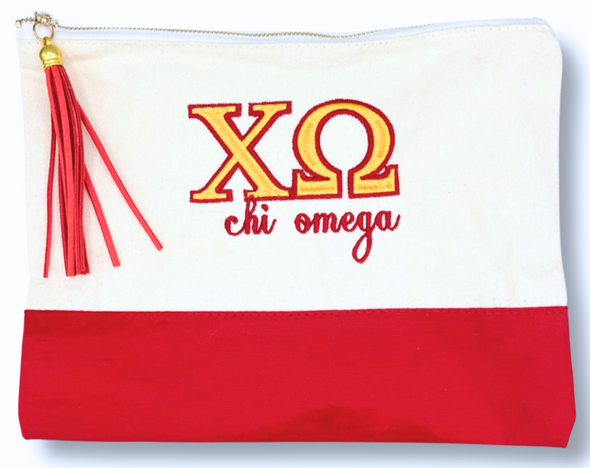 Sorority Embroidered Greek Letter Pouch