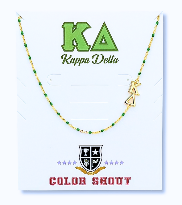 N201 KD-Kappa Delta Necklace: Side Set ΚΔ Enamel Bead Necklace