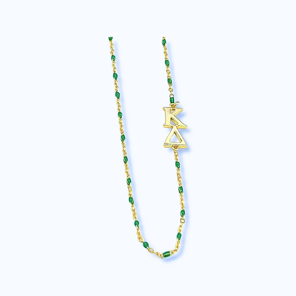 N201 KD-Kappa Delta Necklace: Side Set ΚΔ Enamel Bead Necklace