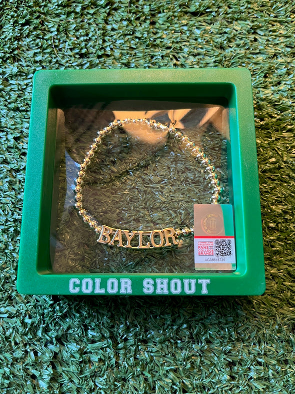 B211 - College Gold Bead Stretch Bracelet