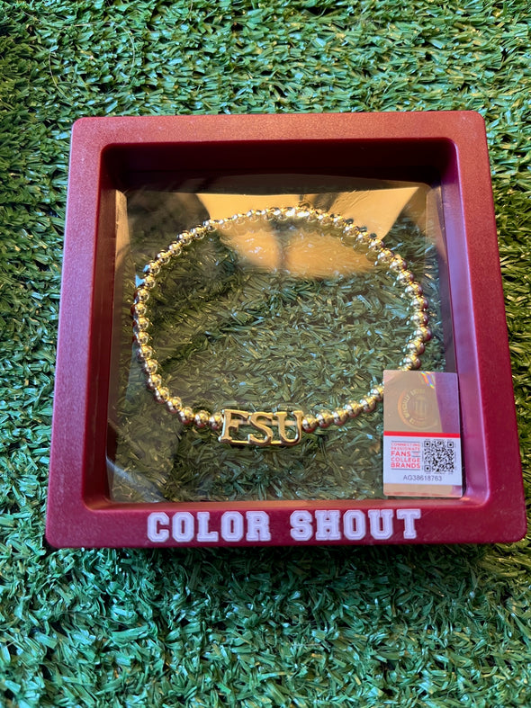 B211 - College Gold Bead Stretch Bracelet