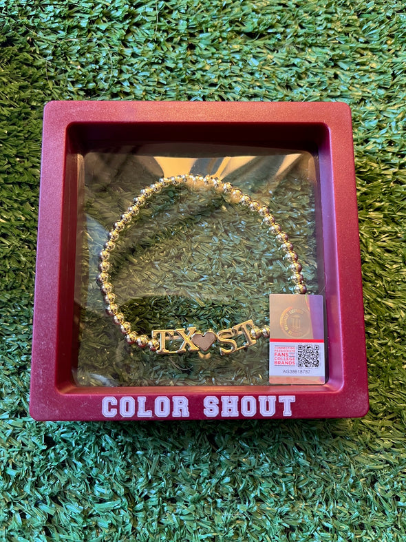 B211 - College Gold Bead Stretch Bracelet