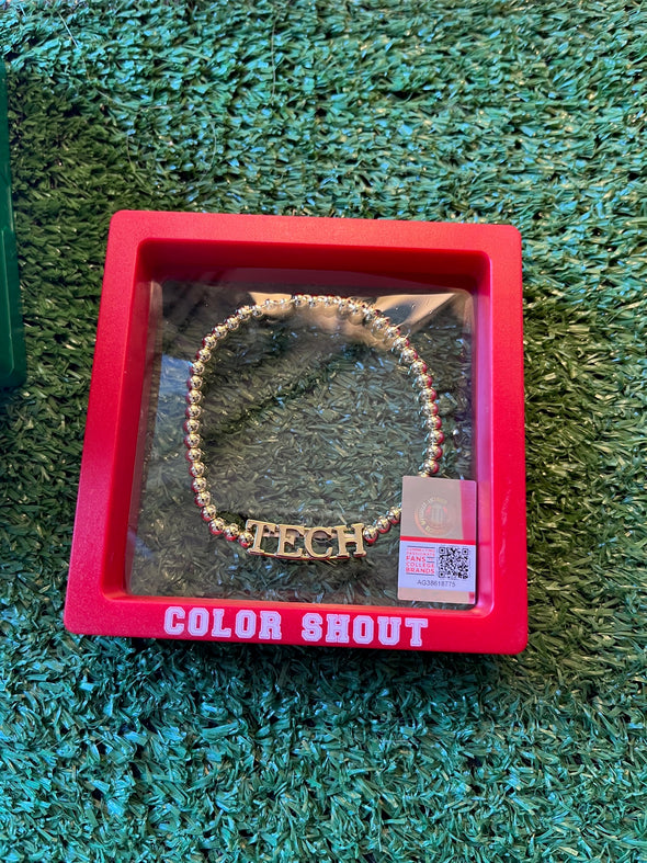 B211 - College Gold Bead Stretch Bracelet