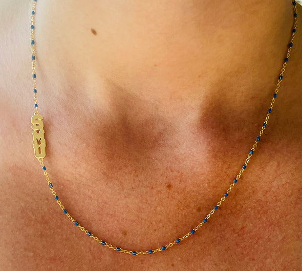 N201 SMU-The SMU Necklace: Side Set SMU Enamel Bead Necklace