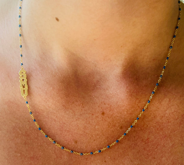 The SMU Necklace: Side Set SMU Enamel Bead Necklace