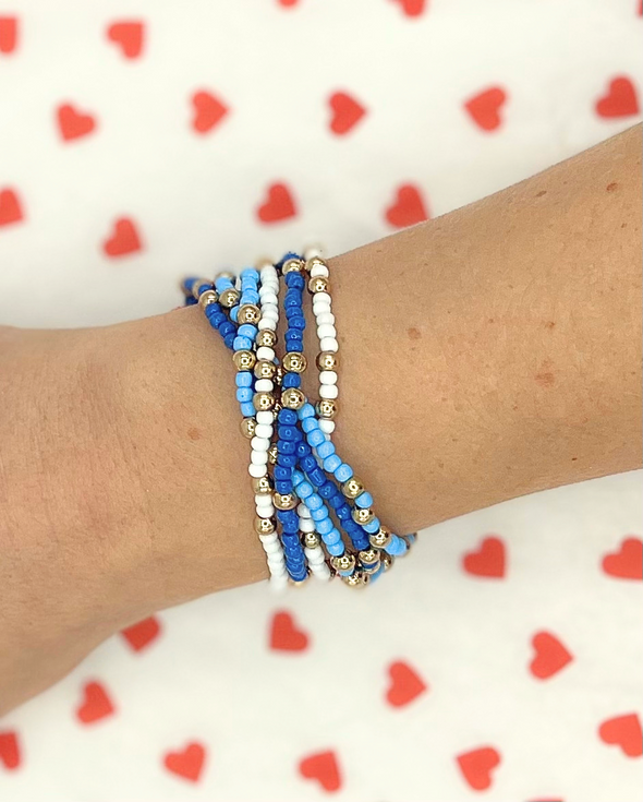B201 ADP- Alpha Delta Pi Colors Stack: Set of 6 Beaded Stretch Bracelets