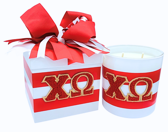 C201- Sorority Greek Letter Candles with Chenille Patch