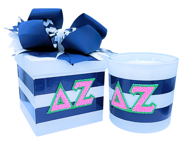 C201- Sorority Greek Letter Candles with Chenille Patch