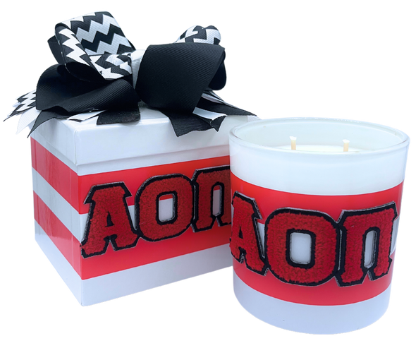 C201- Sorority Greek Letter Candles with Chenille Patch
