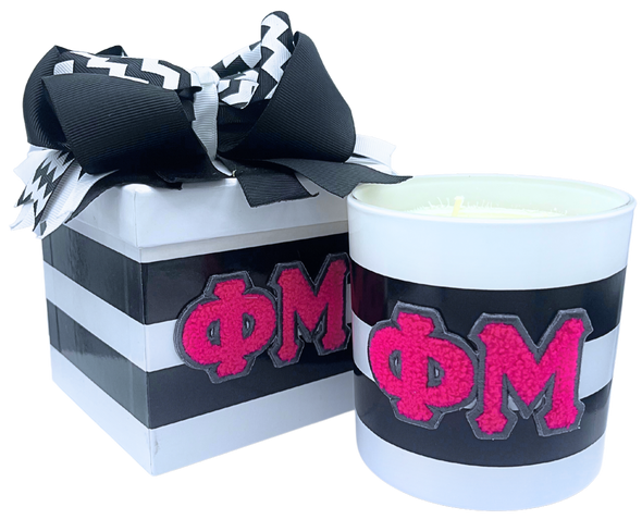 C201- Sorority Greek Letter Candles with Chenille Patch