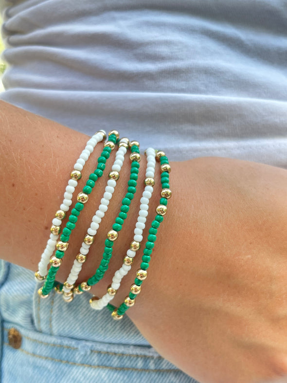 B201 - KD-Kappa Delta Colors Stack: Set of 6 Beaded Stretch Bracelets