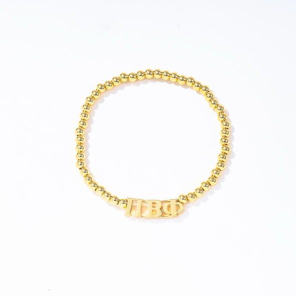 B211 - Sorority: Gold Beaded Bracelet with Greek Letters on Stretch Cord