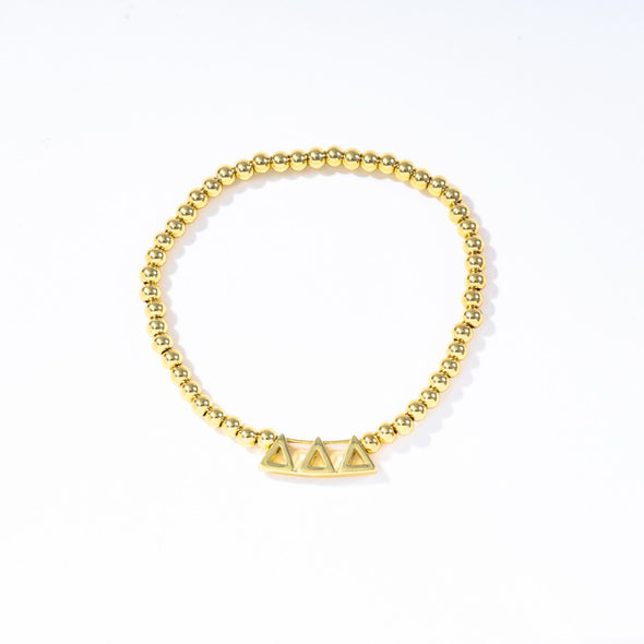 B211 - Sorority: Gold Beaded Bracelet with Greek Letters on Stretch Cord