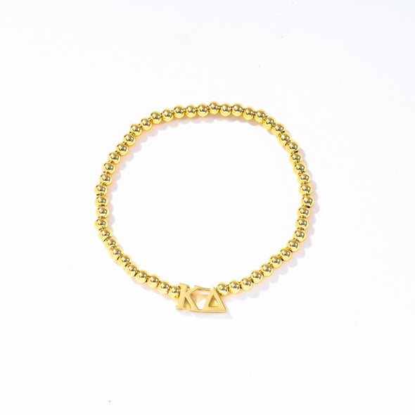 B211 - Sorority: Gold Beaded Bracelet with Greek Letters on Stretch Cord