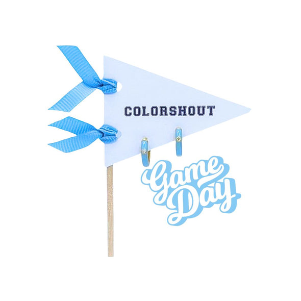 Game Day: Team Color Huggie Hoop Earrings on Pennant Flag