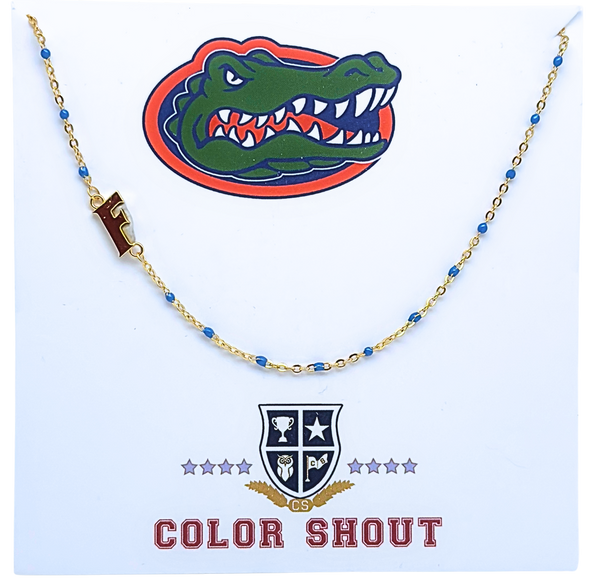 The College Logo Necklace: Side Set Logo on Enamel Bead Necklace
