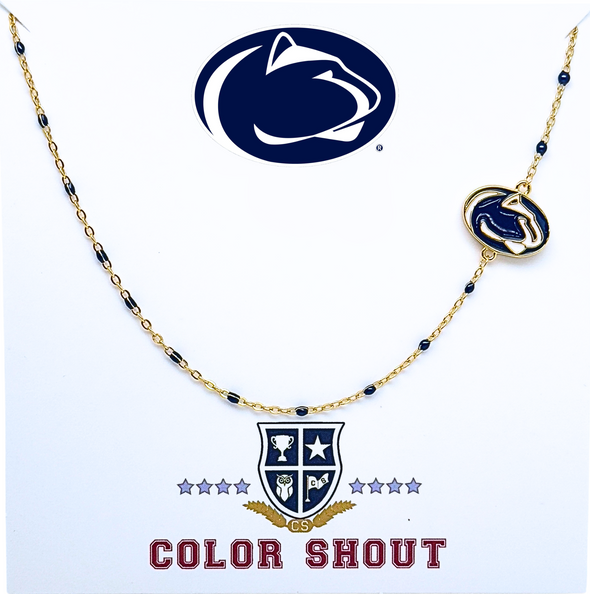The College Logo Necklace: Side Set Logo on Enamel Bead Necklace