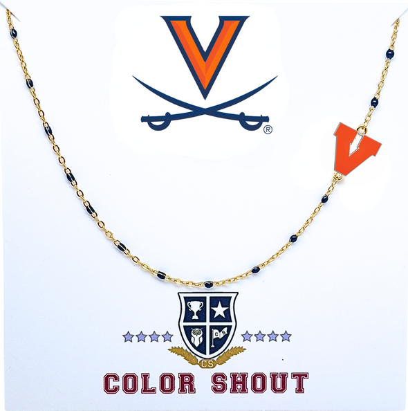 The College Logo Necklace: Side Set Logo on Enamel Bead Necklace