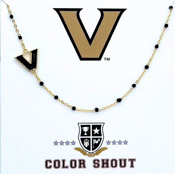 The College Logo Necklace: Side Set Logo on Enamel Bead Necklace