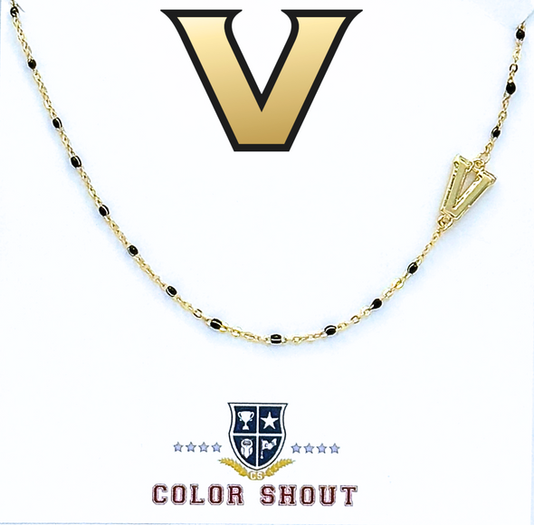 The College Logo Necklace: Side Set Logo on Enamel Bead Necklace