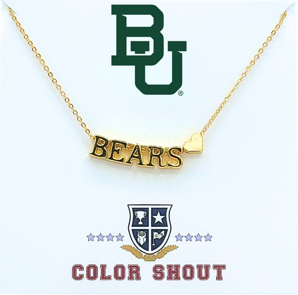 I Love Baylor:  Bears Heart Necklace