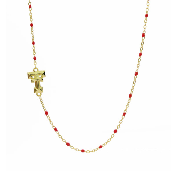 The College Logo Necklace: Side Set Logo on Enamel Bead Necklace