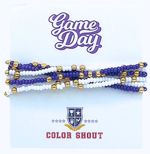 B201- Game Day Team Colors: Set of 6 Stretch Bracelets