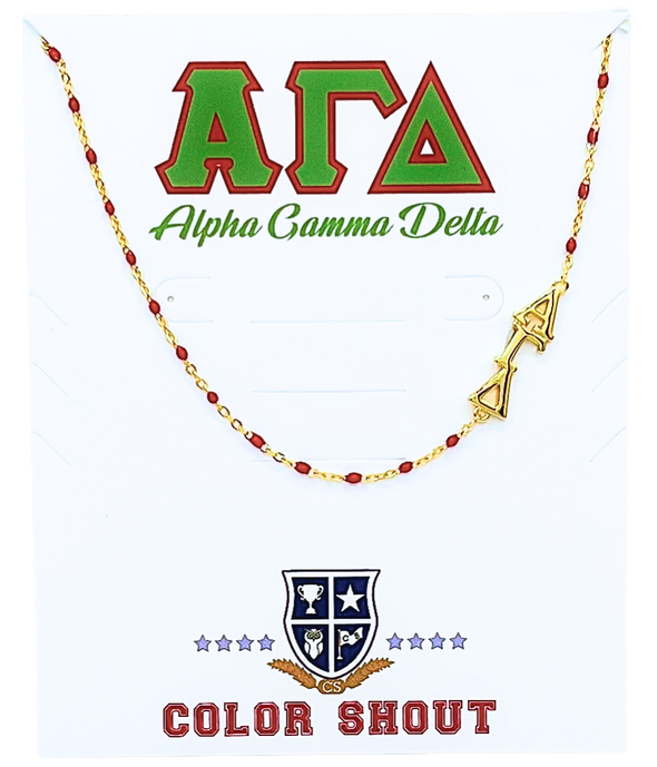 N201-The Sorority Necklace: Side Set Greek letters on Enamel Bead Necklace
