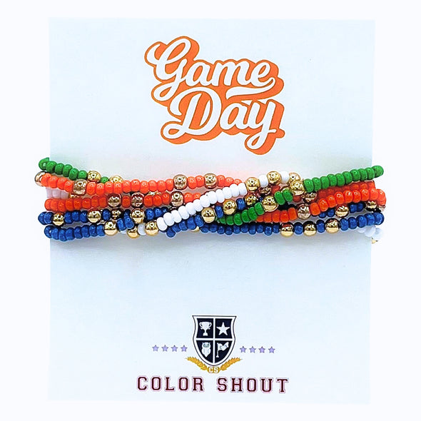 B201- Game Day Team Colors: Set of 6 Stretch Bracelets