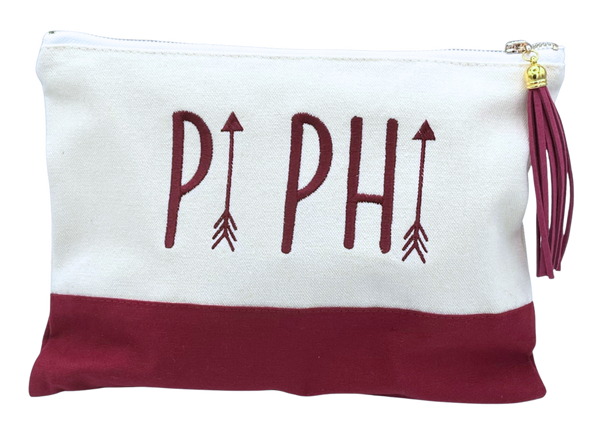 Sorority Embroidered Greek Letter Pouch