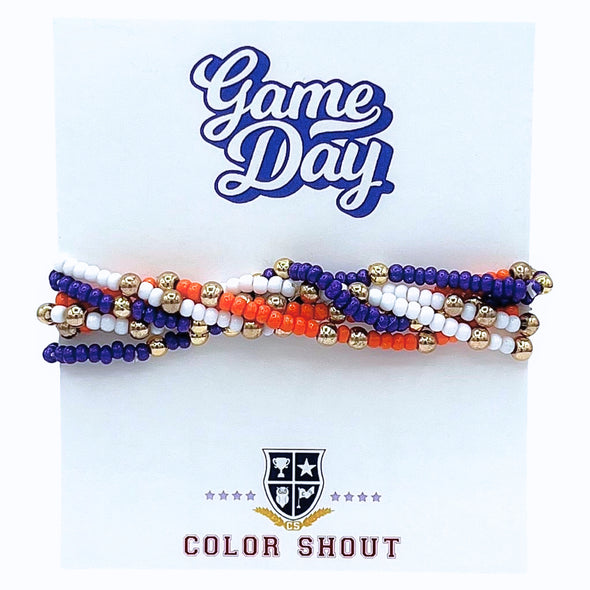 B201- Game Day Team Colors: Set of 6 Stretch Bracelets