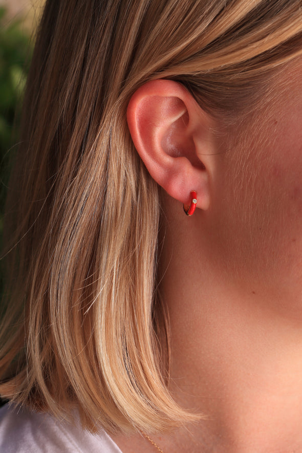 Alpha Omicron Pi Red Huggie Hoops