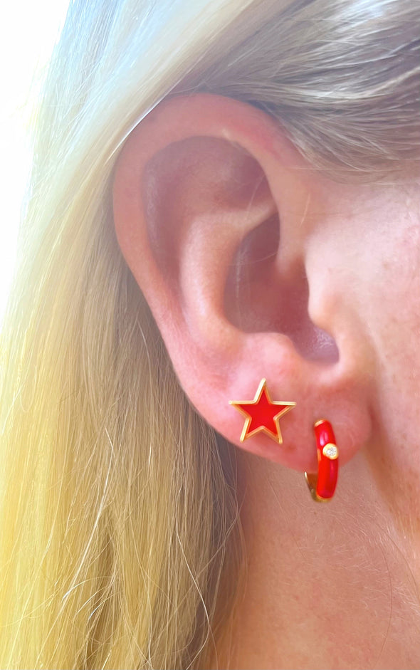 E203 AXO- Alpha Chi Omega Pennant Pair Earring Set