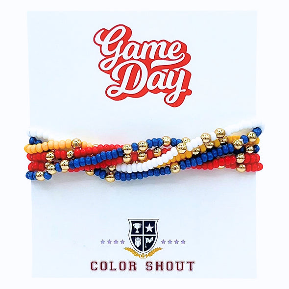 B201- Game Day Team Colors: Set of 6 Stretch Bracelets