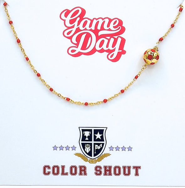 N203- The Game Day Necklace: Sports Balls on Enamel Bead Necklace