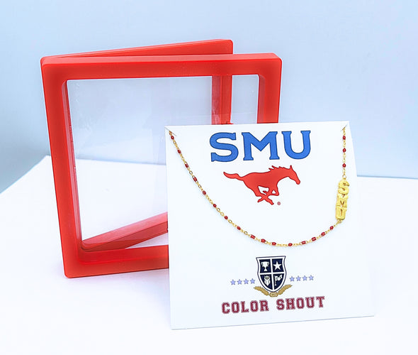 N201 SMU-The SMU Necklace: Side Set SMU Enamel Bead Necklace