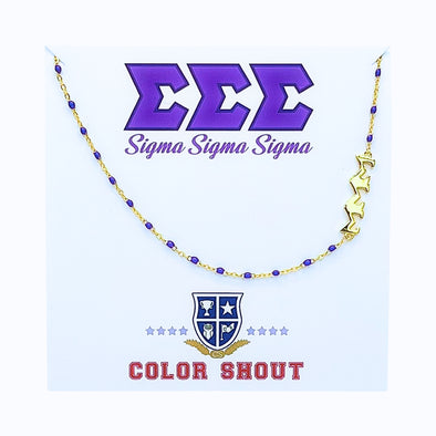 N201 SSS-The Sigma Sigma Sigma Necklace: Side Set Σ Σ Σ Enamel Bead Necklace