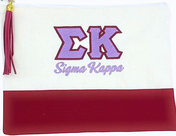 Sorority Embroidered Greek Letter Pouch